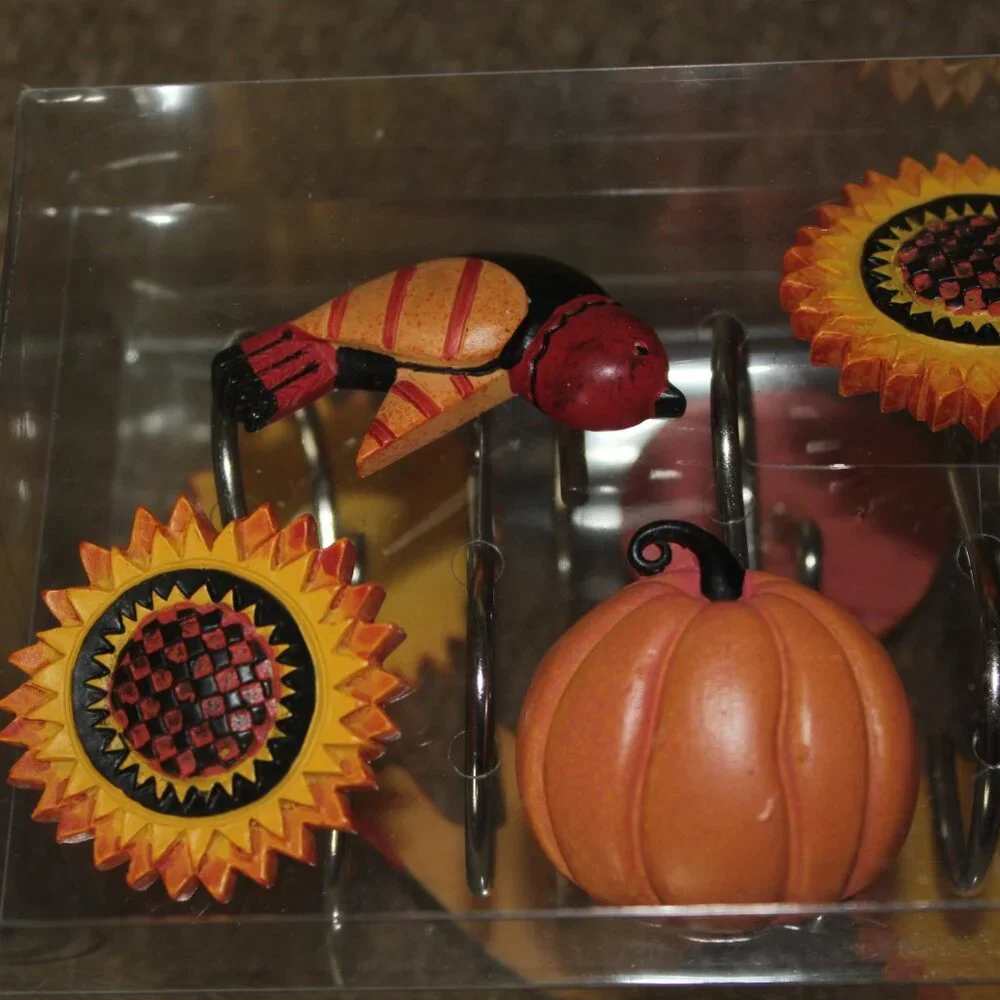 Harvest Home Shower Hooks Bernadette Deming Penny Lane Fall Pumpkin Bird NEW
